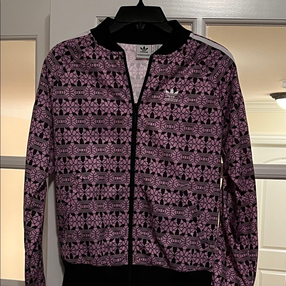 Adidas Originals Women’s Printed Track Jacket Magic Berry and Black Size XS